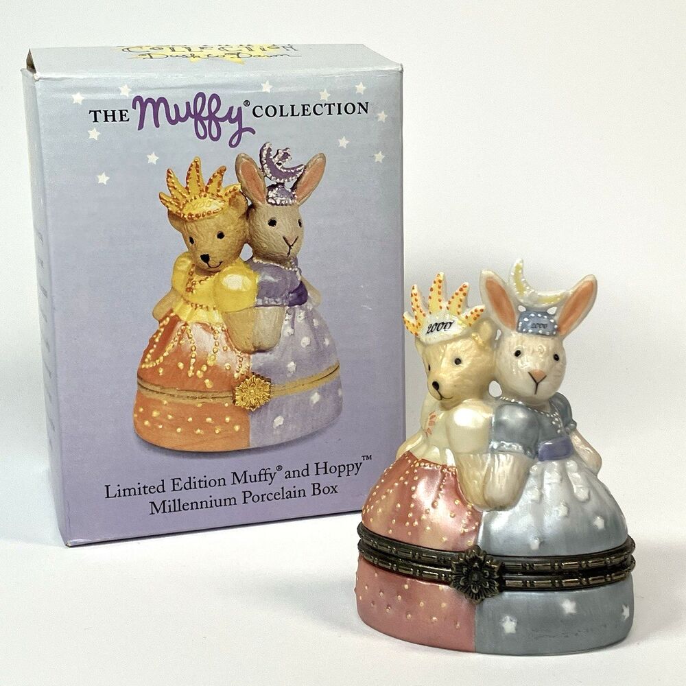 Muffy Vanderbear Muffy & Hoppy Millennium Porcelain Box Set 2000 | NEW /w Box 4"
